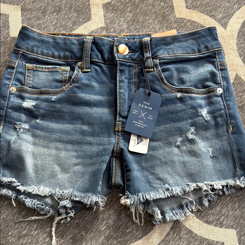 Women's Blue Distressed Shorts